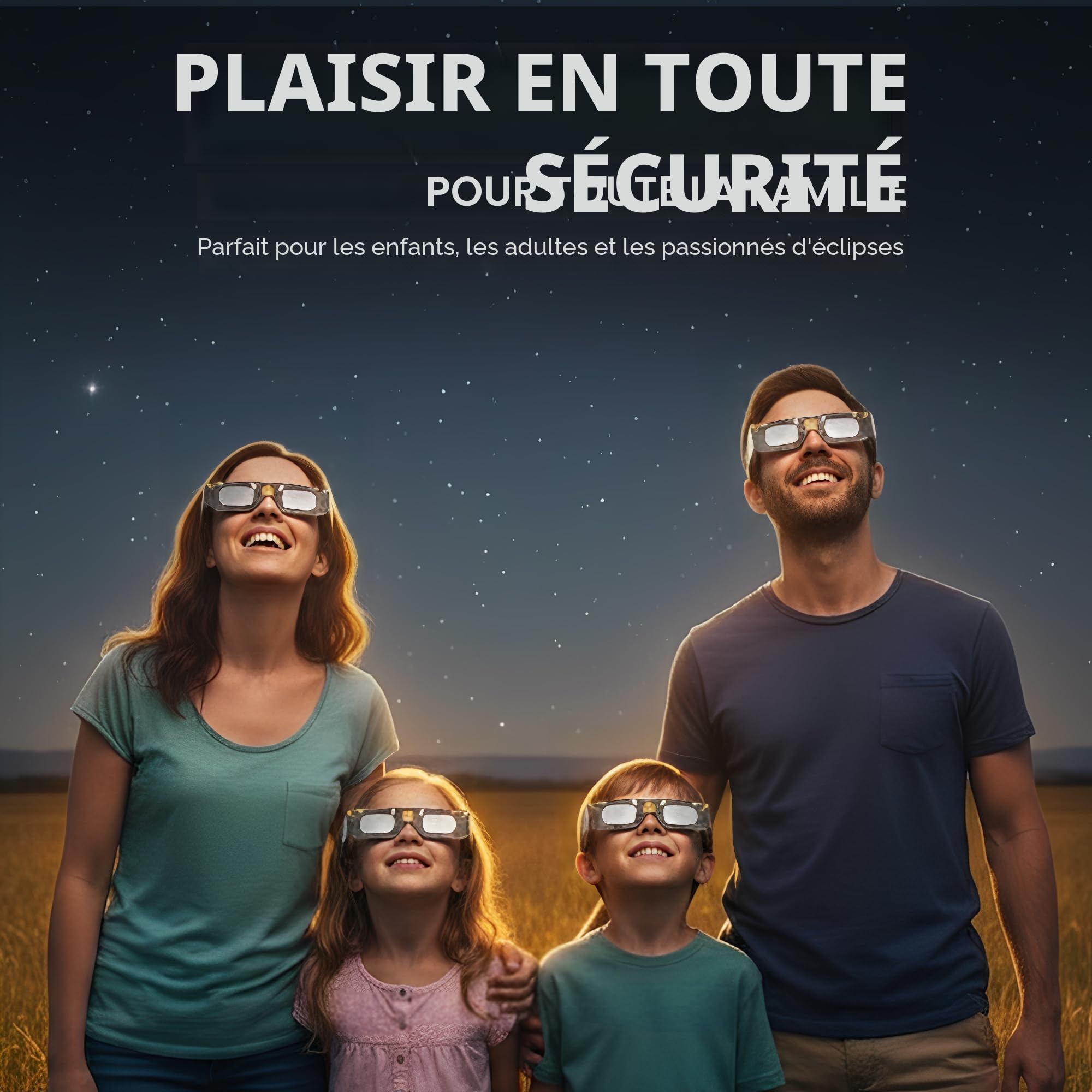 Lunettes pour éclipse solaire ISO 12312-2 CE Lot de 2 paires