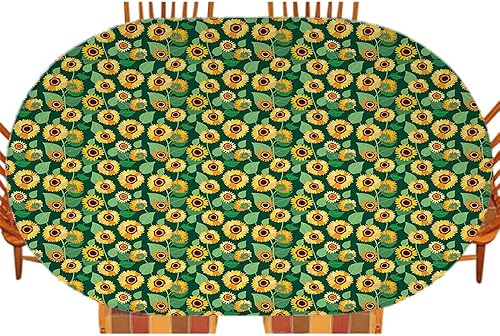 Mantel ajustable de girasol, patrón de campo rural inspirado en el arte popular, casa de campo, granja, mantel impermeable para interiores y disponible en Yaxa Venezuela