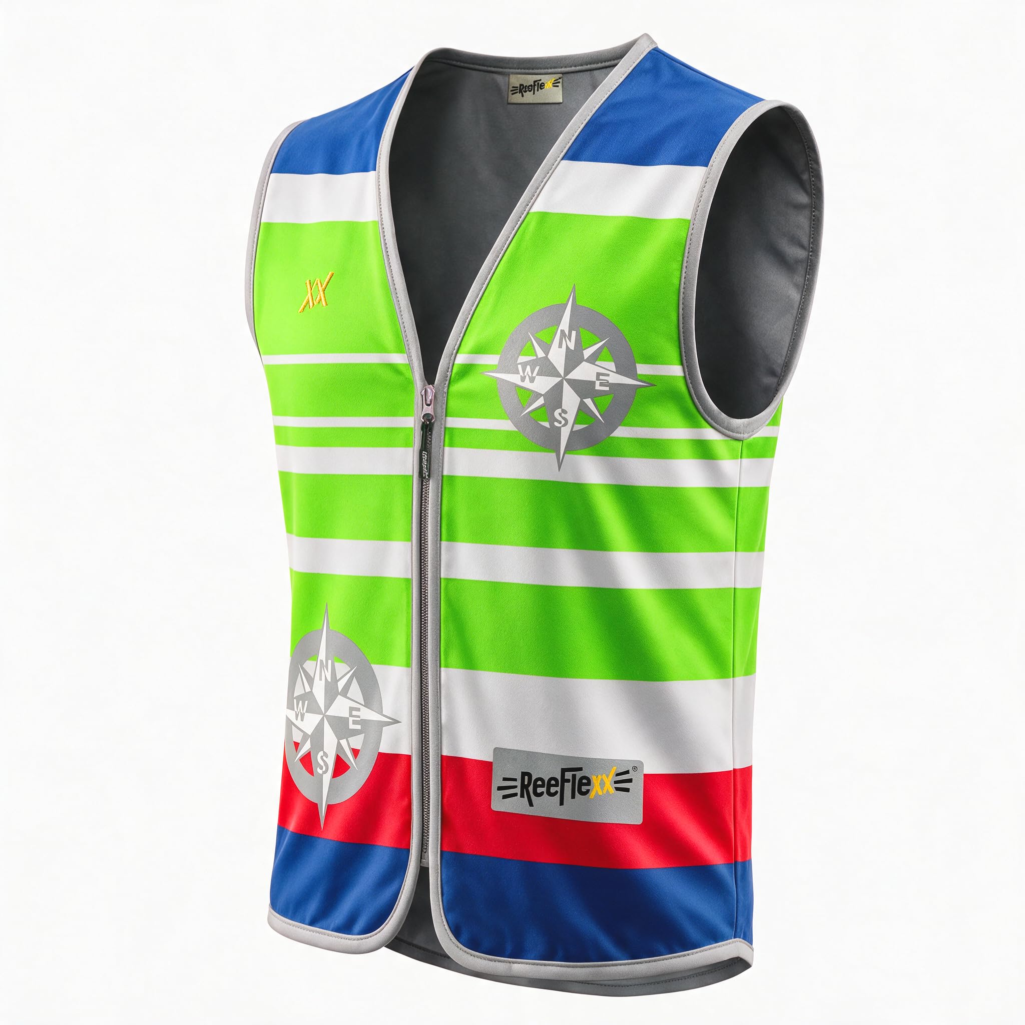 REEFLEXX Gilet da ciclismo da uomo, elegante gilet di sicurezza con colori/motivi accattivanti e forti riflettori, maggiore visibilità nel traffico.