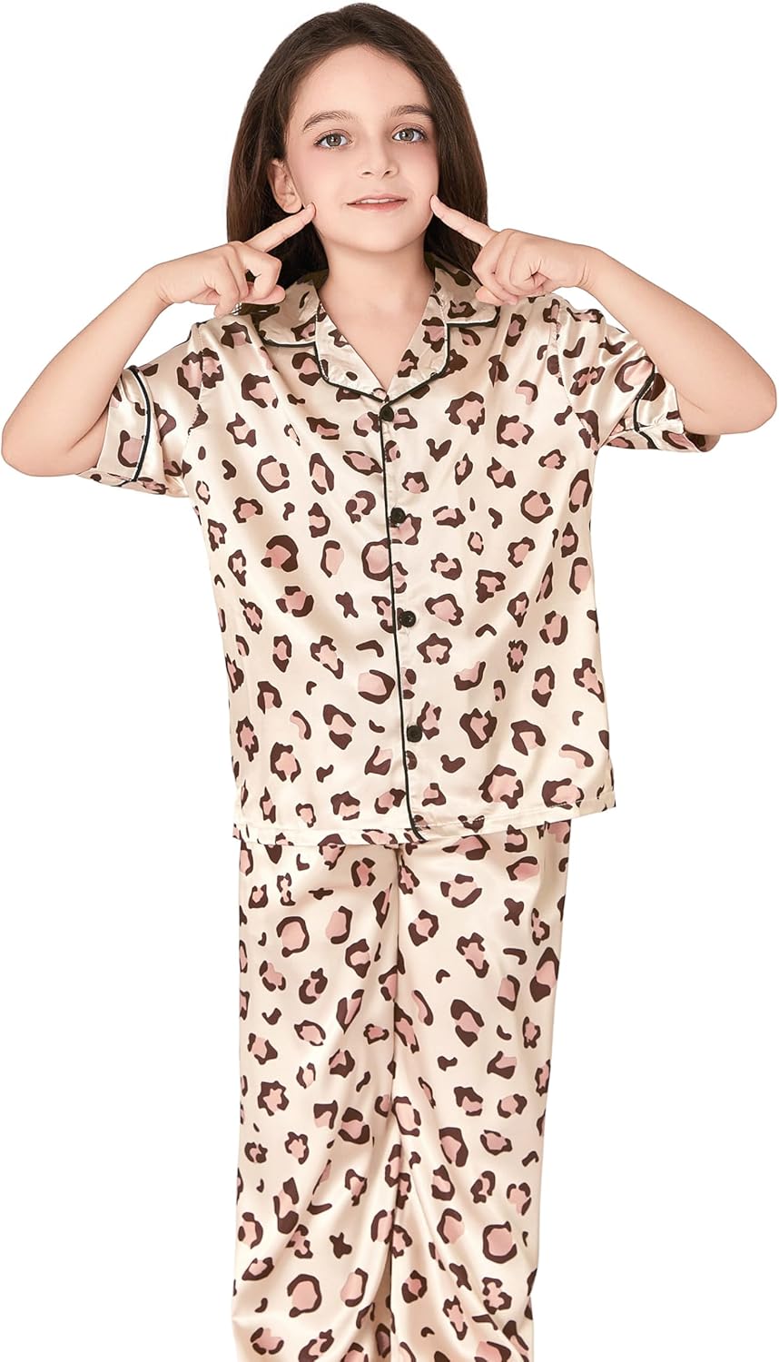 Topgal Satin Pajamas for Girls Coat Style Unicorn & Cat Silky Button Down PJ Set Size 6-16 - Image 3