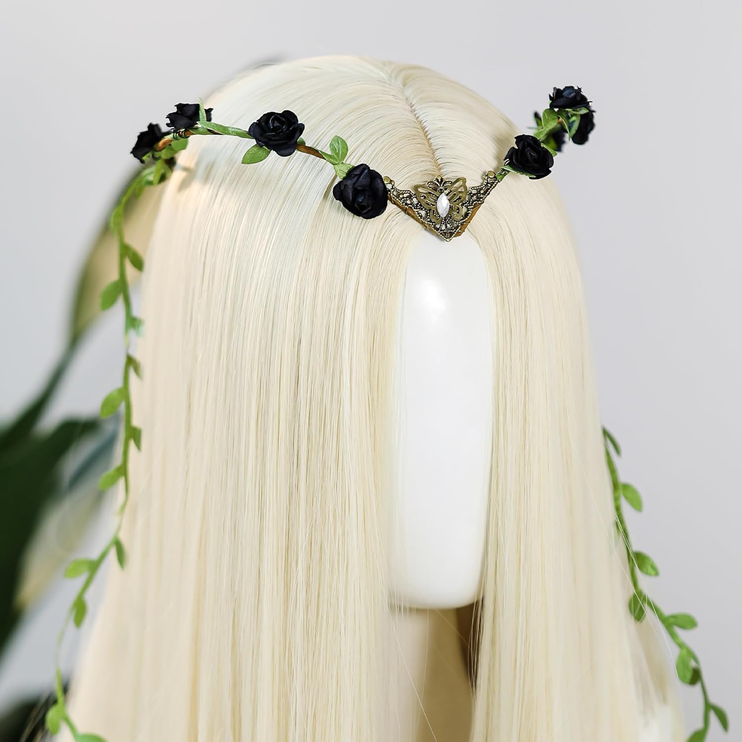 MOSTORY Fairy Flower Crown for Women, Floral Elf Circlet with Vine for Renaissance Accessories Halloween Cosplay - Image 3