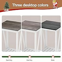 Vista 6 de Mesa auxiliar cuadrada de granja, mesa auxiliar con diseño de listones, mesa auxiliar de sofá con marco resistente para sala de estar, gris oscuro