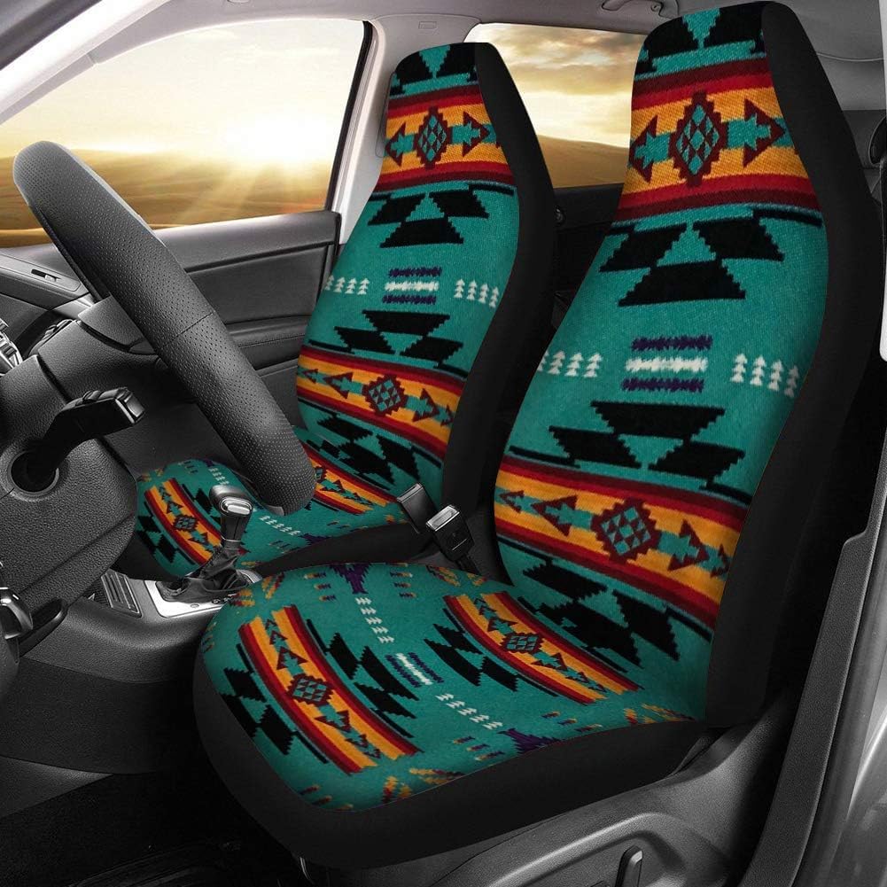 Belidome - Juego de fundas para los asientos del coche, resistentes, duraderas, suaves, antideslizantes y elásticas, ajuste universal, lavables en lavadora (diseño étnico azteca-navajo)