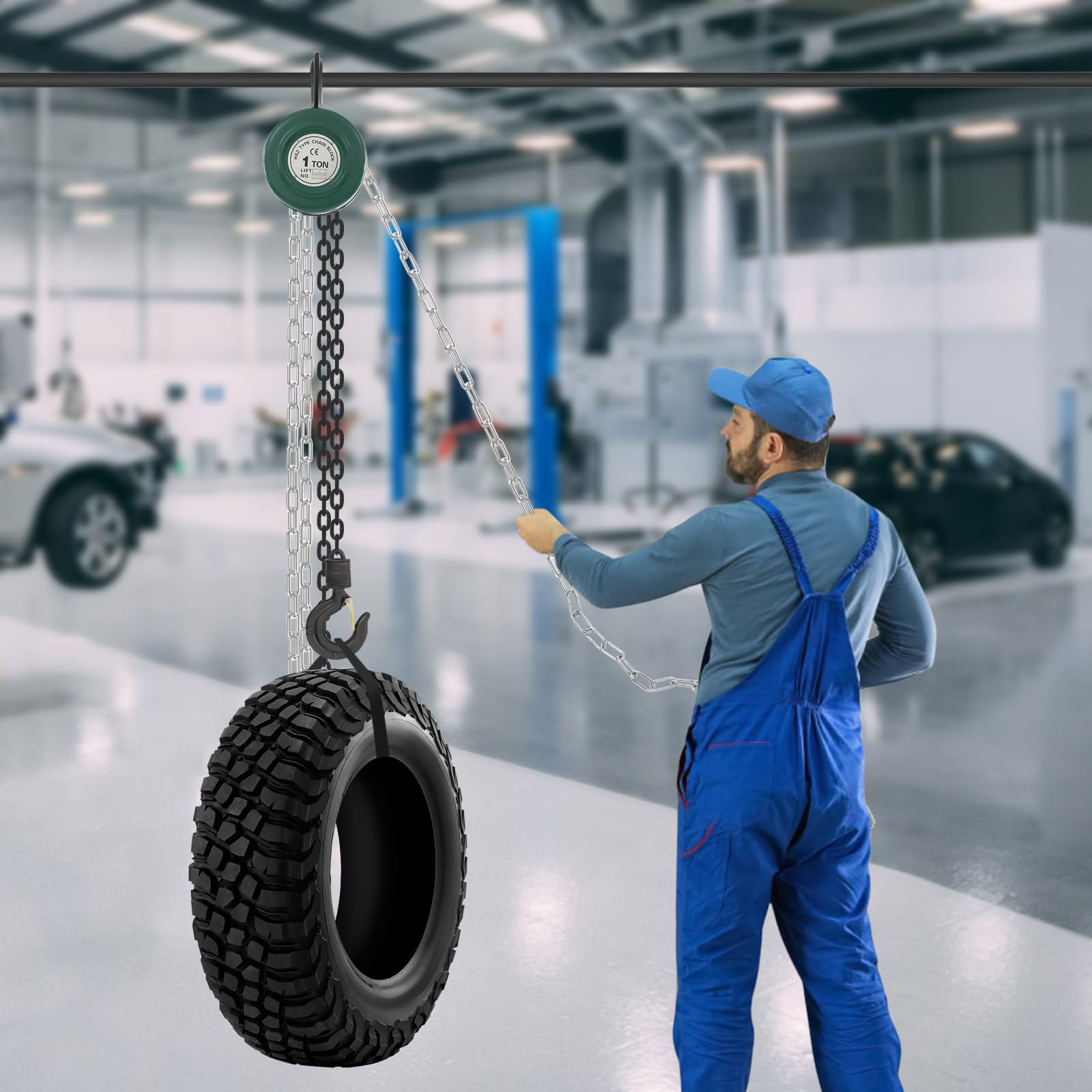 Handkettenzug 1 T / 2204 Lbs – 3 M Hubhöhe, Mit Mechanischer Bremse – Für Werkstatt, Forst & Lager