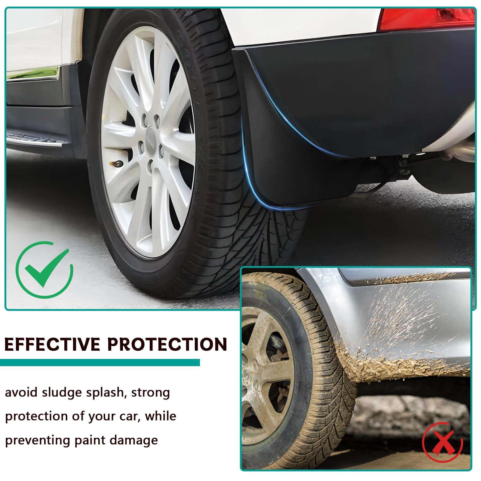 4 Pièces Voiture Bavettes pour Peugeot 3008 2016 2017 2018 2019 2020 2021 Bavettes Garde-Boue Avant et Arrière Robustes Protection Carrosserie Contre Éclaboussures