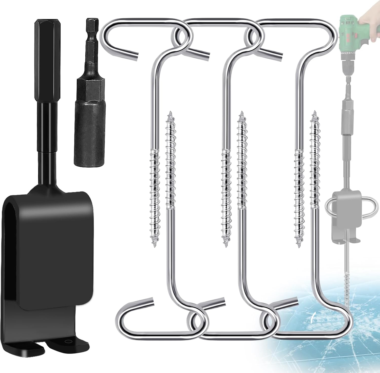 RGQSUN Ice Fishing Anchor Tool Kit,Ice Anchor Drill