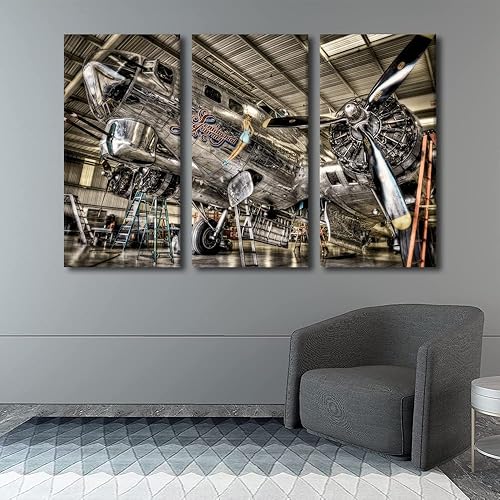 Miniatura 180 de Lienzo decorativo para pared, 3 piezas, póster de nariz de avión, arte de hélice gris, decoración del hogar, lienzo inspirador, decoración de pared
