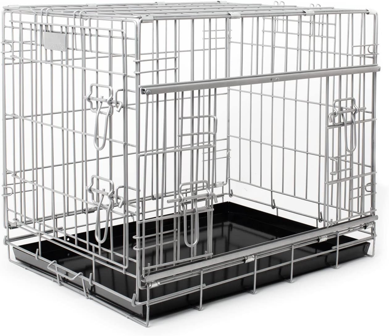 Lords & Labradors Metal Dog Crate With Sliding Door In Silver (XL) Sliding Door Dog Crate