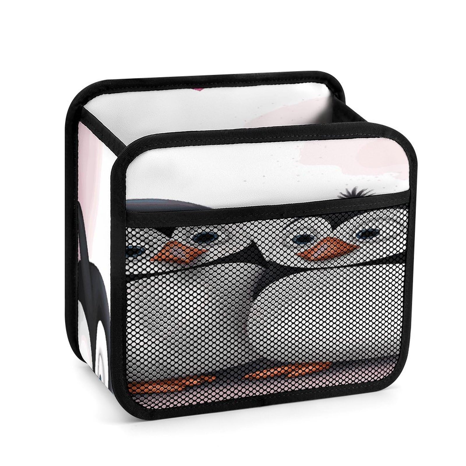 Btcowzrv Style I Love Penguins Car Seat Back Organizer, Pu Leather Hanging Backseat Car Organizer With Elastic Mesh Pocket, Storage Bag For Most Vehicles