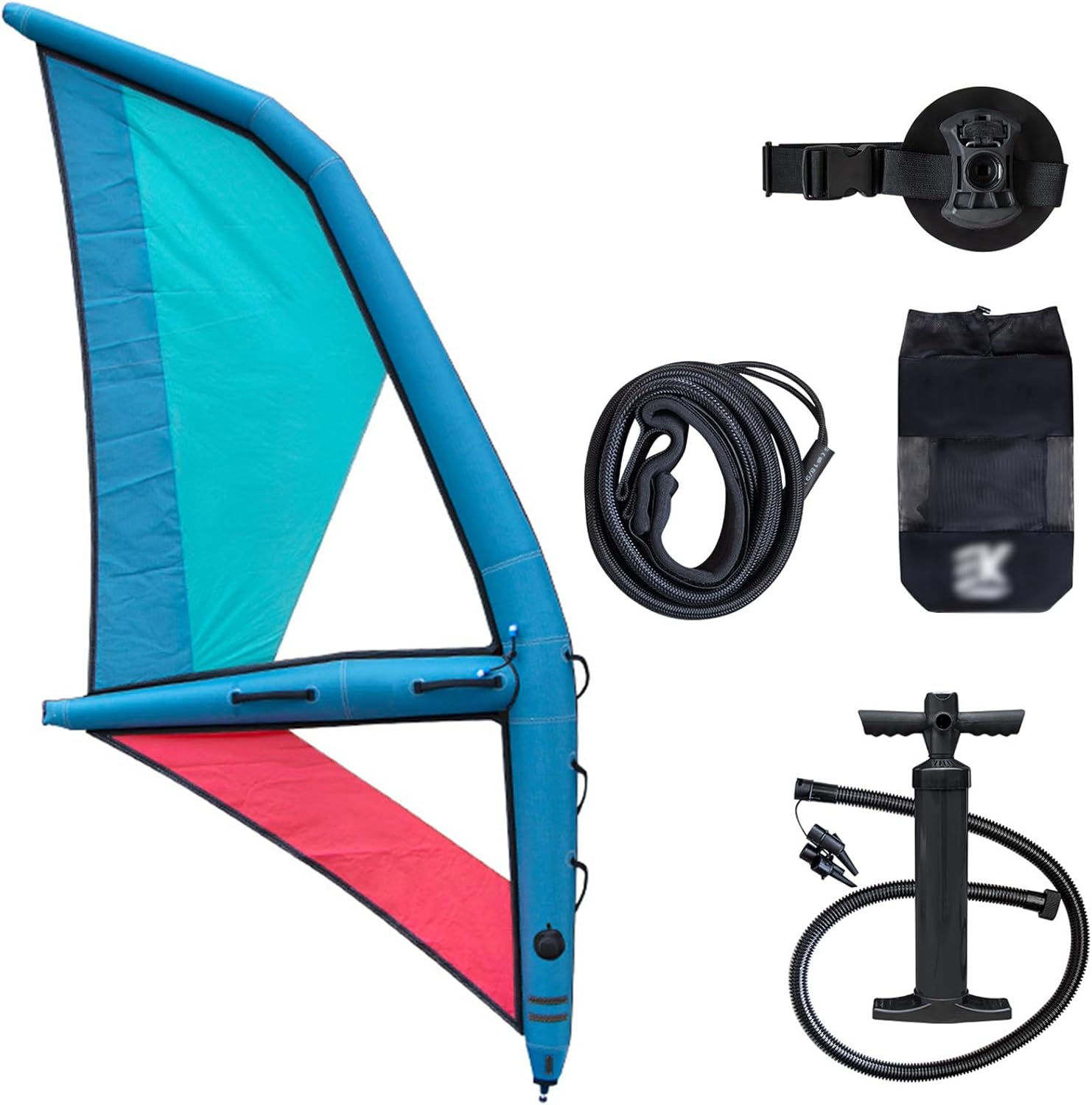 Inflatable Surfing Wing, Windsurfing Inflatable Wing for Paddle Board, Inflatable Surf Sail with Window and 360° Rotatable Base Inflatable, Freestanding, for Water Sports