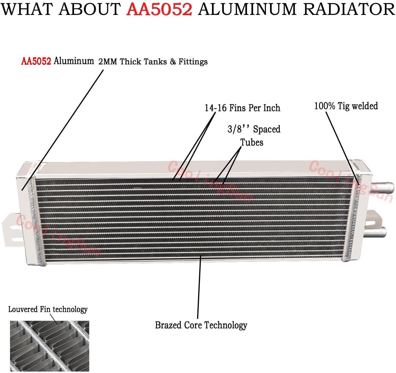 Universal Air to Water Intercooler Aluminum Liquid Heat Exchanger 21"x 6.6