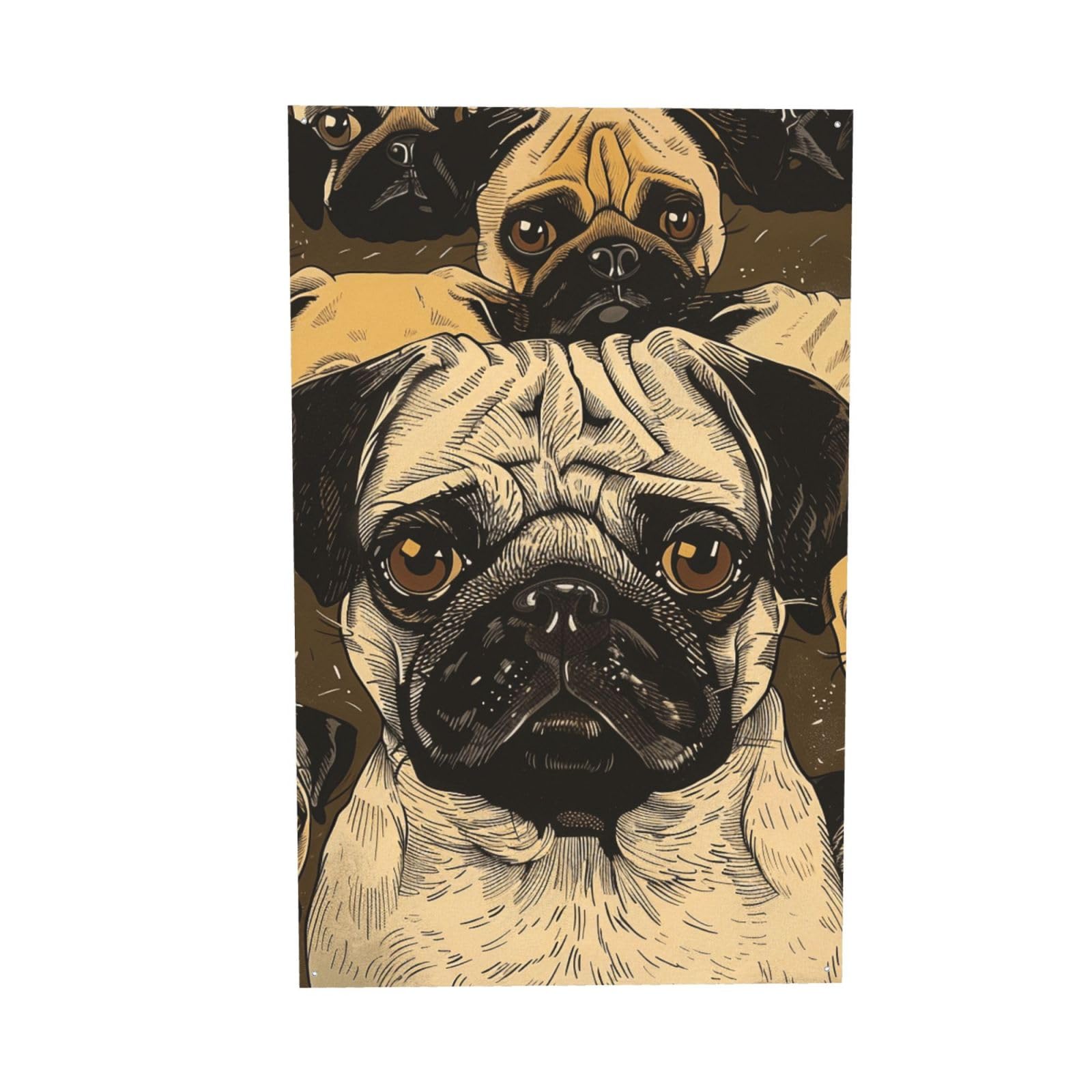 Drapeau Pug 1,2x1,8m bannière décorative murale intérieure et extérieure pour fête et dortoir