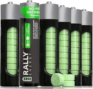 Caffeine Mints by Rally, 60milligram Caffeine, Instant Energy, Fresh Breath Caffeinated Mints, 0 Sugar, Natural Peppermint Flavor (6 Packs, 60 Mints)
