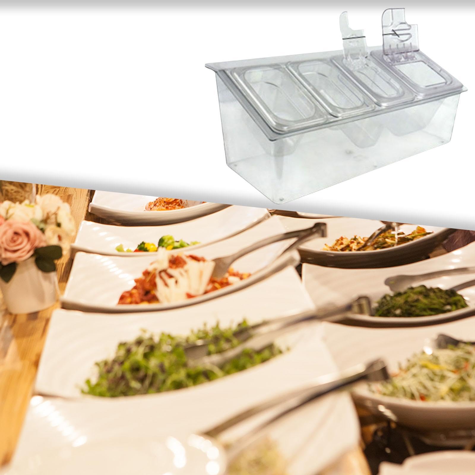 Présentoir à condiments réfrigéré à 5 compartiments pour conserver la fraîcheur des sauces. Nettoyage facile. Idéal pour les fêtes et les, 4 emplacements