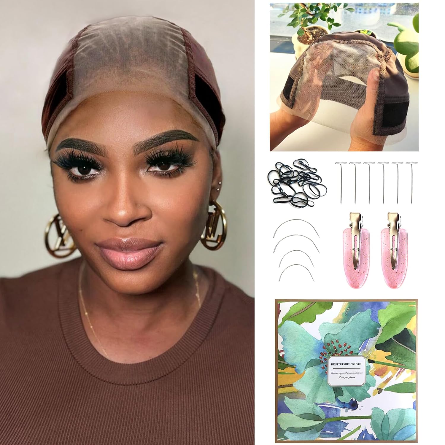 lianlian Lace wig grip cap for women lace front Wig Gripper For Keeping Wigs In Place Adjustable Wig Cap(Black Color)