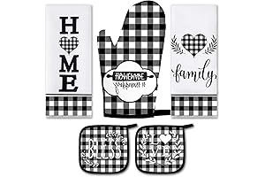 Buffalo Plaid Kitchen Towels Oven Mitts and Pot Holder Set