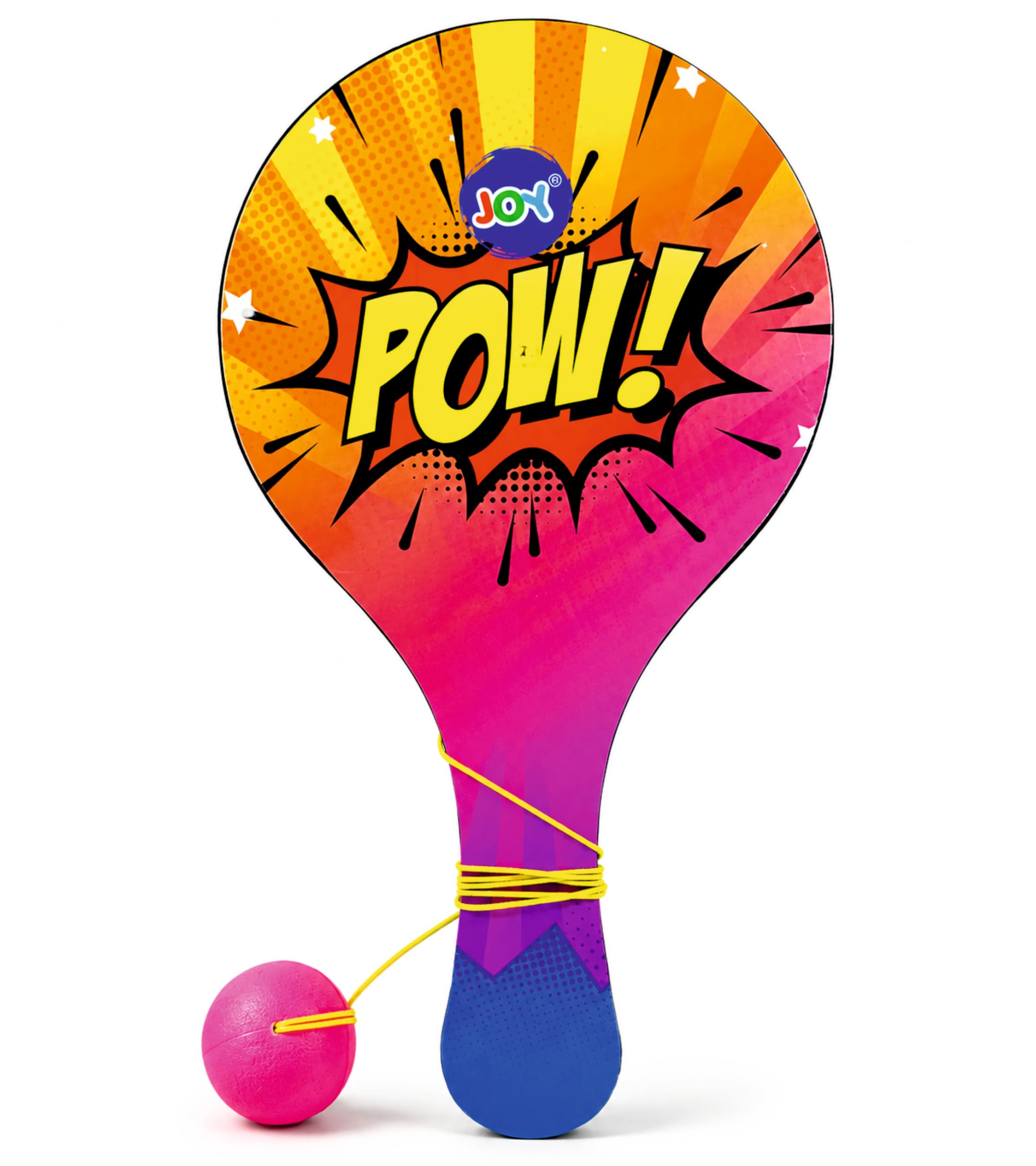 Hello Friends Wooden Paddle Ball for Kids with Elastic String Rubber Ball UV Printed Non-Toxic Safe Toy Age 3+ Outdoor Indoor Game Ideal Gift for Boys Girls (Pow)-image-27
