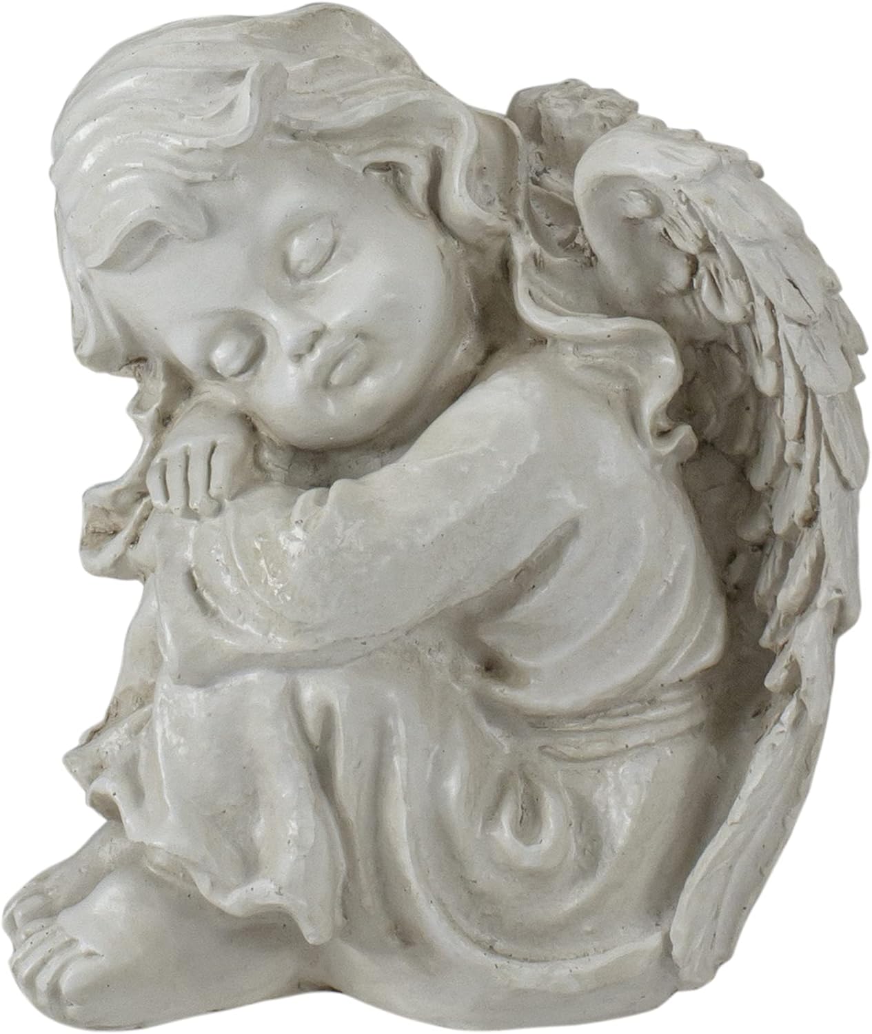 5.75 Heavenly Gardens Ivory Resting Cherub Angel Outdoor Patio Garden Statue