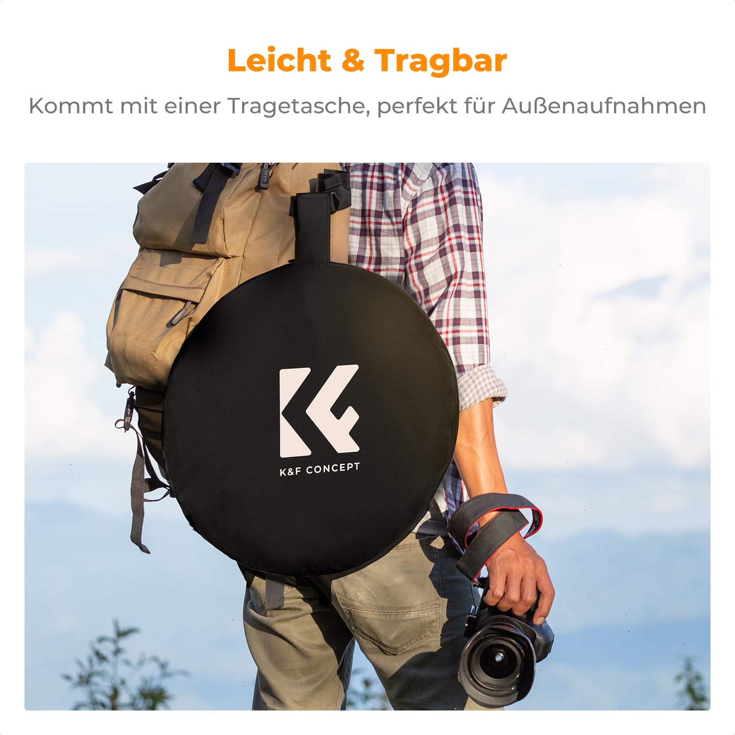 K&F CONCEPT 5 in1 Fotografie Licht Reflector 100x150cm Oval Diffusor Fotografie Faltreflektor für Portrait Foto Selfie Hochzeitsfotografie Außenbeleuchtung mit Tragetasche