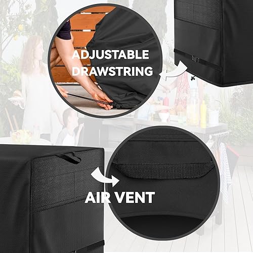Miniatura 14 de Funda de comedor al aire libre, funda impermeable resistente para mesa de trabajo plana Royal Gourmet PC3401S y PC3401B, compatible con carrito