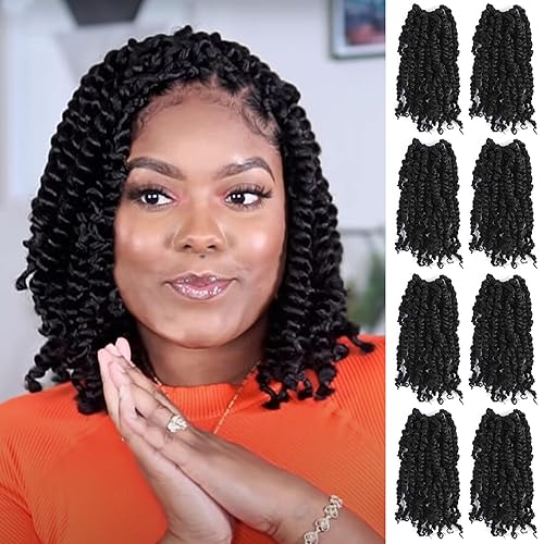 Fulcrum Pelo de ganchillo Passion Twist de 10 pulgadas, 8 paquetes de cabello pretrenzado y pretrenzado para mujeres negras (10 pulgadas (paquete de