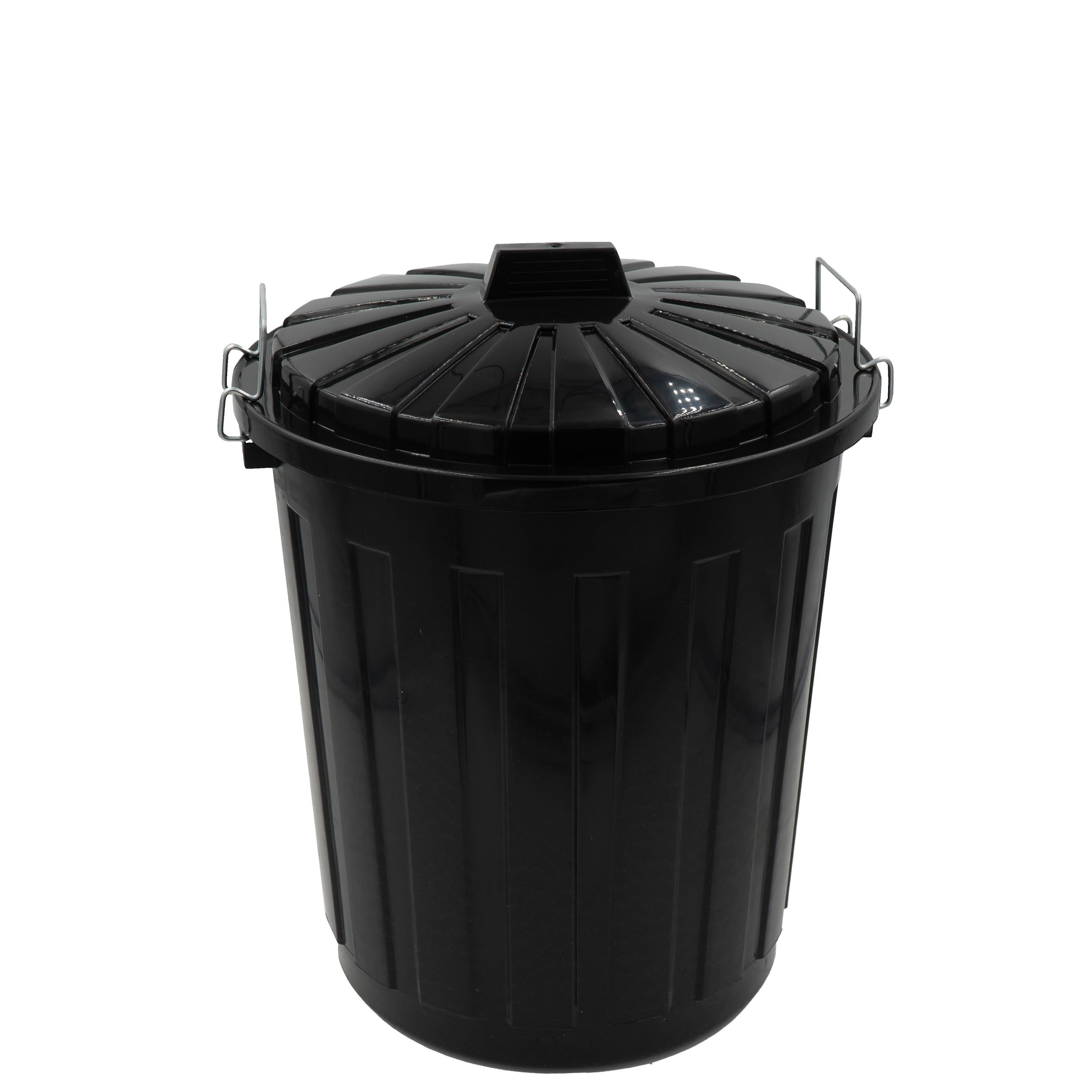 HRB Maxitonne Liter, Tonne aus stabilem Hartplastik, abnehmbarer Deckel mit Metallverschlüssen, geeignet für Wäsche, Spielzeug oder als Mülleimer Küche (Schwarz, 23 Liter)