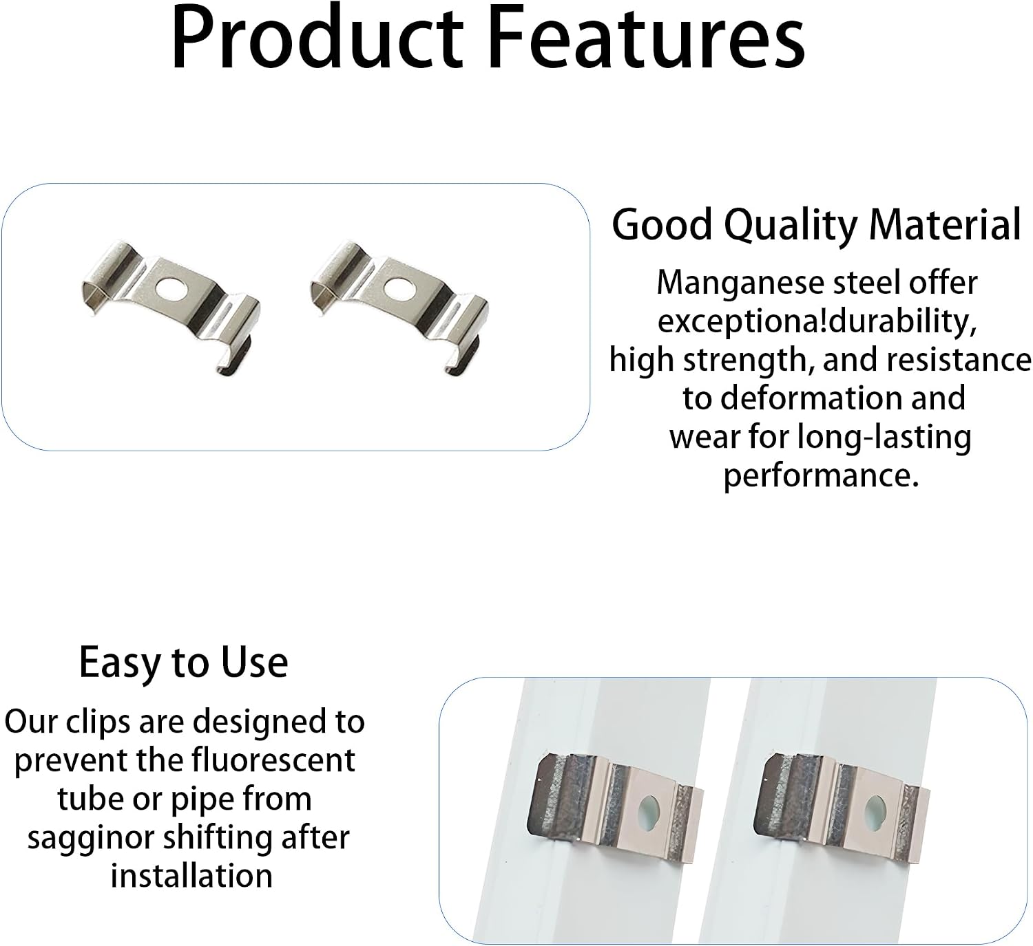 50PCS T5 LED Light Clips Bracket Hanger for Integrated Tube Light Fixture, Nickel-Plated Manganese Steel Mounting Clamps Bracket for Fluorescent Ceiling Lamp Home Office