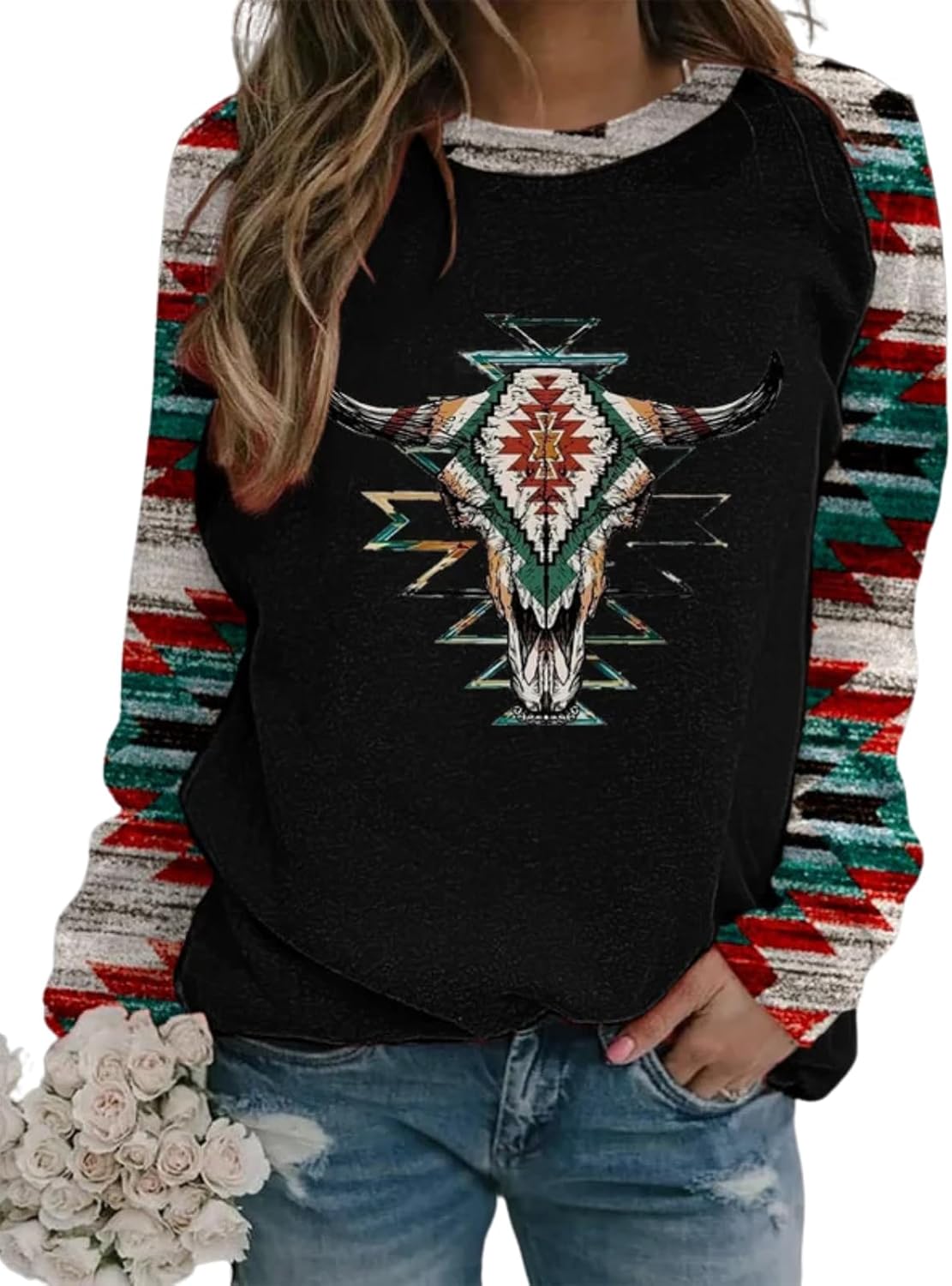 Aztec Sweater HOTYD Western Sweatshirt Aztec Print Pullover