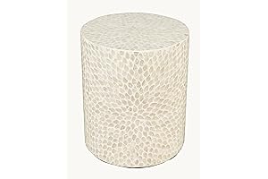 Unique Drum End Table with Capiz Shell Terrazzo