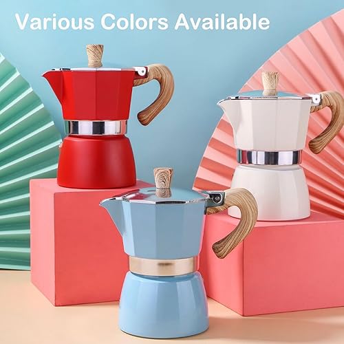 Miniatura 7 de 6 tazas de 10.1 fl oz 10 onzas de aluminio para estufa de café expreso, percolador, cafetera italiana, cafetera clásica Moka Express para café