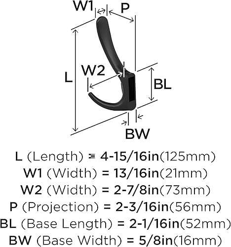 Miniatura 4 de Amerock HBX37013MB - Gancho decorativo de pared de triple punta, color negro mate para abrigos, sombreros, mochilas, bolsos, ganchos para baño,