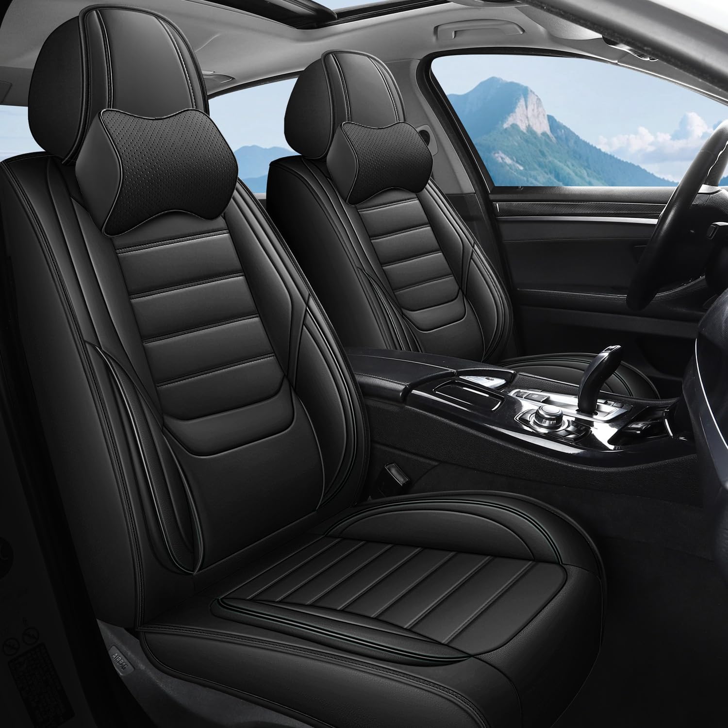 2 Front Seat Covers for Subaru Forester 1998-2023 2024 2025,Luxury Waterproof Leather Car Seat Cover Protector,Anti-Slip Automotive Seat Covers,Interior Cover Seat for Car(Black)