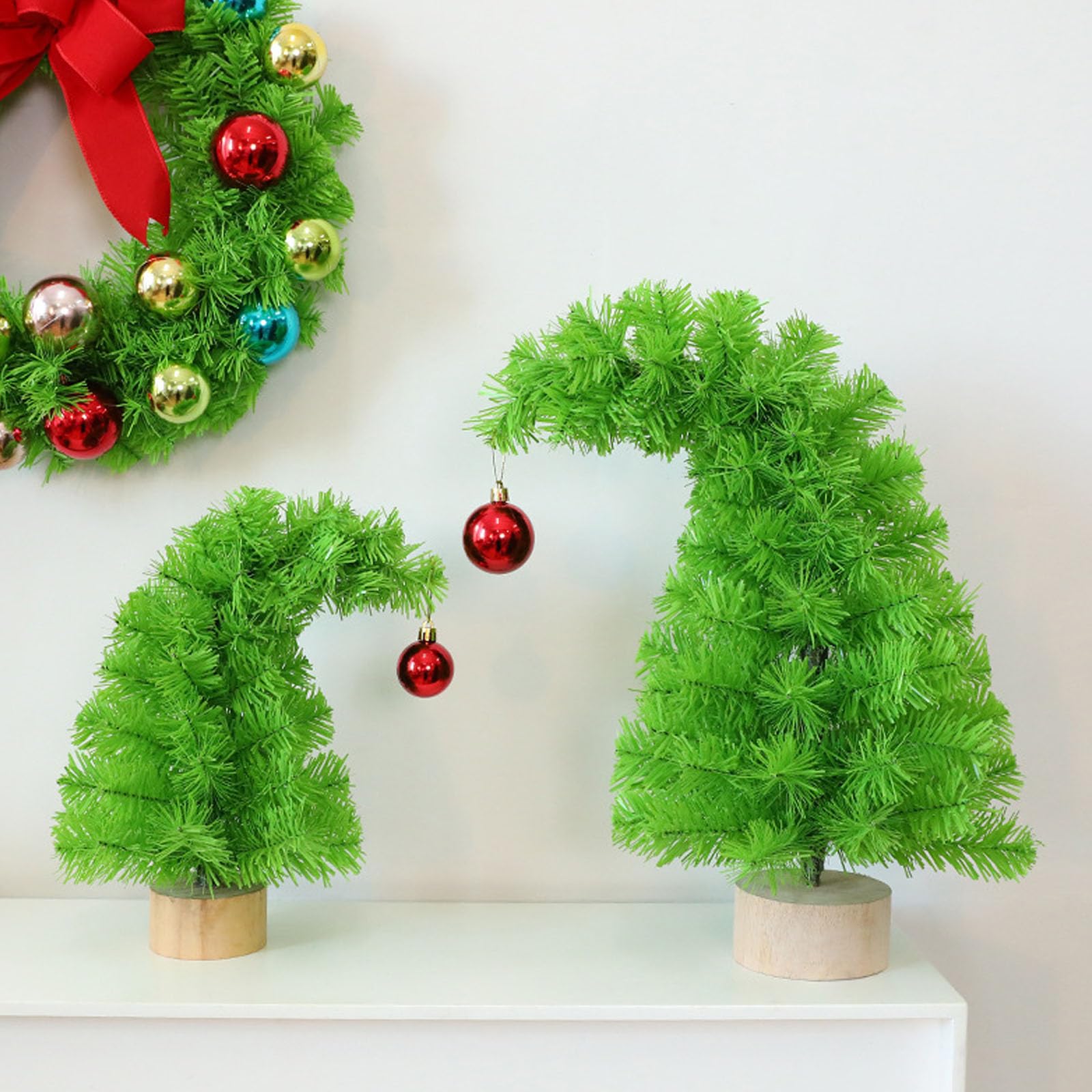 XAGMODSHN Decoración de árbol navideño Verde Torcido para Escritorio, Dormitorio, Oficina, decoración de Festivales, Suministros caprichosos para Fiesta de Navidad