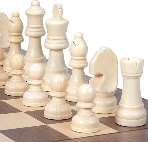 Miniatura 4 de AMEROUS Piezas de ajedrez de madera solo con 2 reinas adicionales, tamaño King de 3.0 pulgadas, bolsa de almacenamiento, instrucciones de ajedrez,