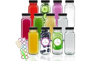 STAR SIDE 8 oz Glass Baby Bottles with Lids 12 Pack