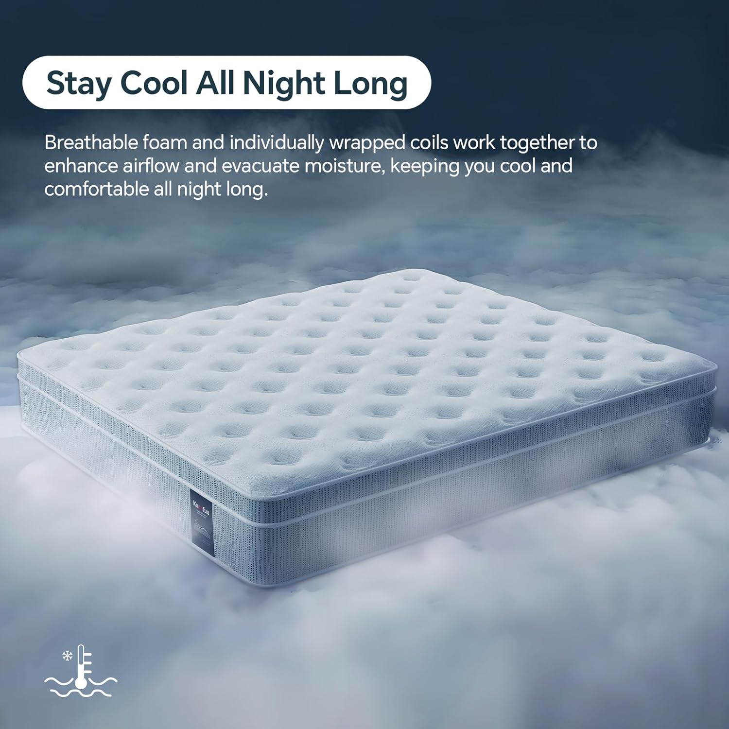 Luxury Hybrid 12" Queen Size Mattress in a Box, Cooling Gel Memory Foam & Innerspring Coils, Soft & Breathable, Fiberglass-Free, CertiPUR-US Certified, 365-Night Trial & Forever Warranty (Medium Firm) - Image 8