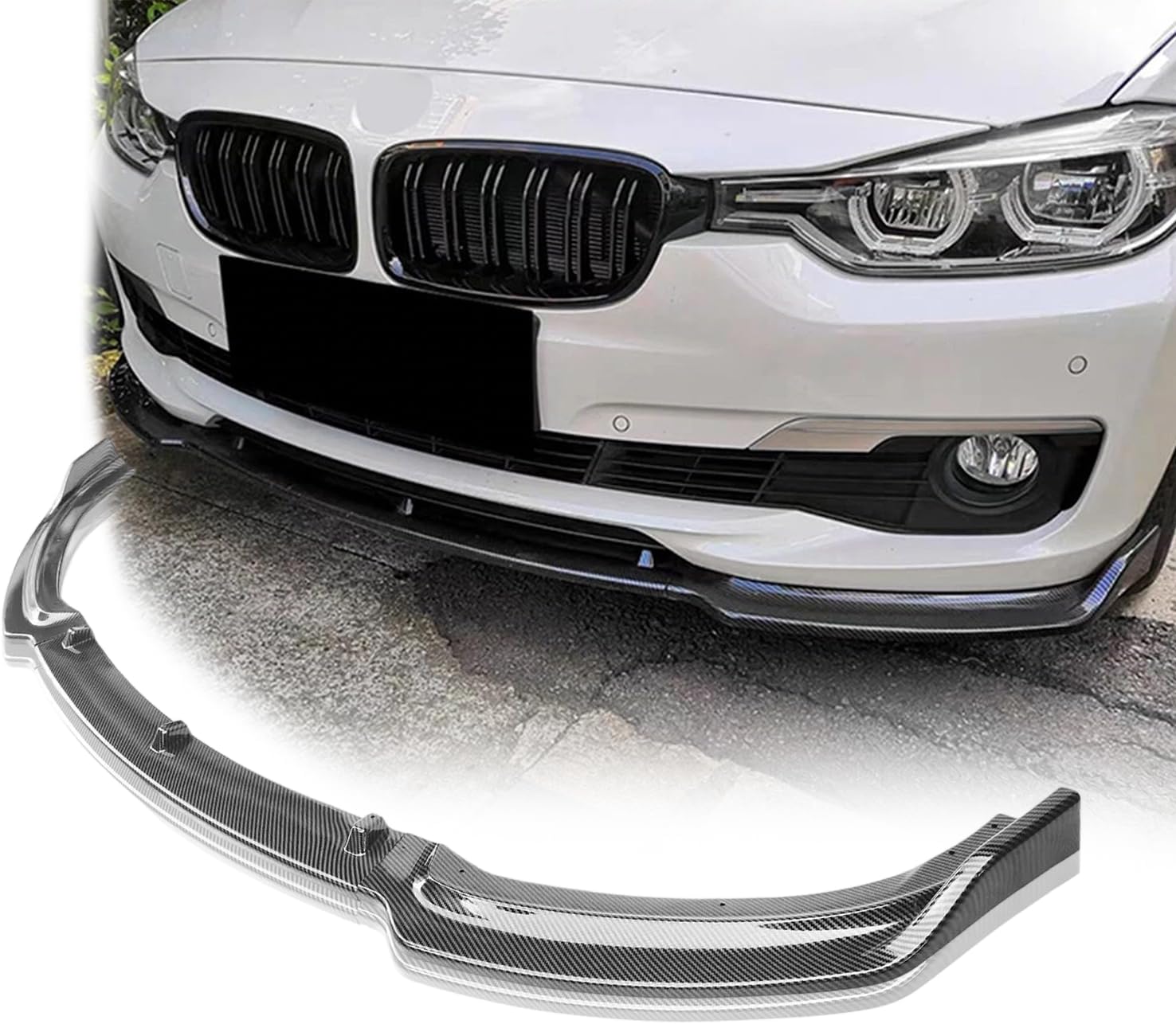 Front Bumper Lip Splitter Spoiler for 2013-2018 BMW 3 Series F30 F31 F35 320i 325i 328i 335i Base Replacement Front Parts Accessories (Carbon Fiber)
