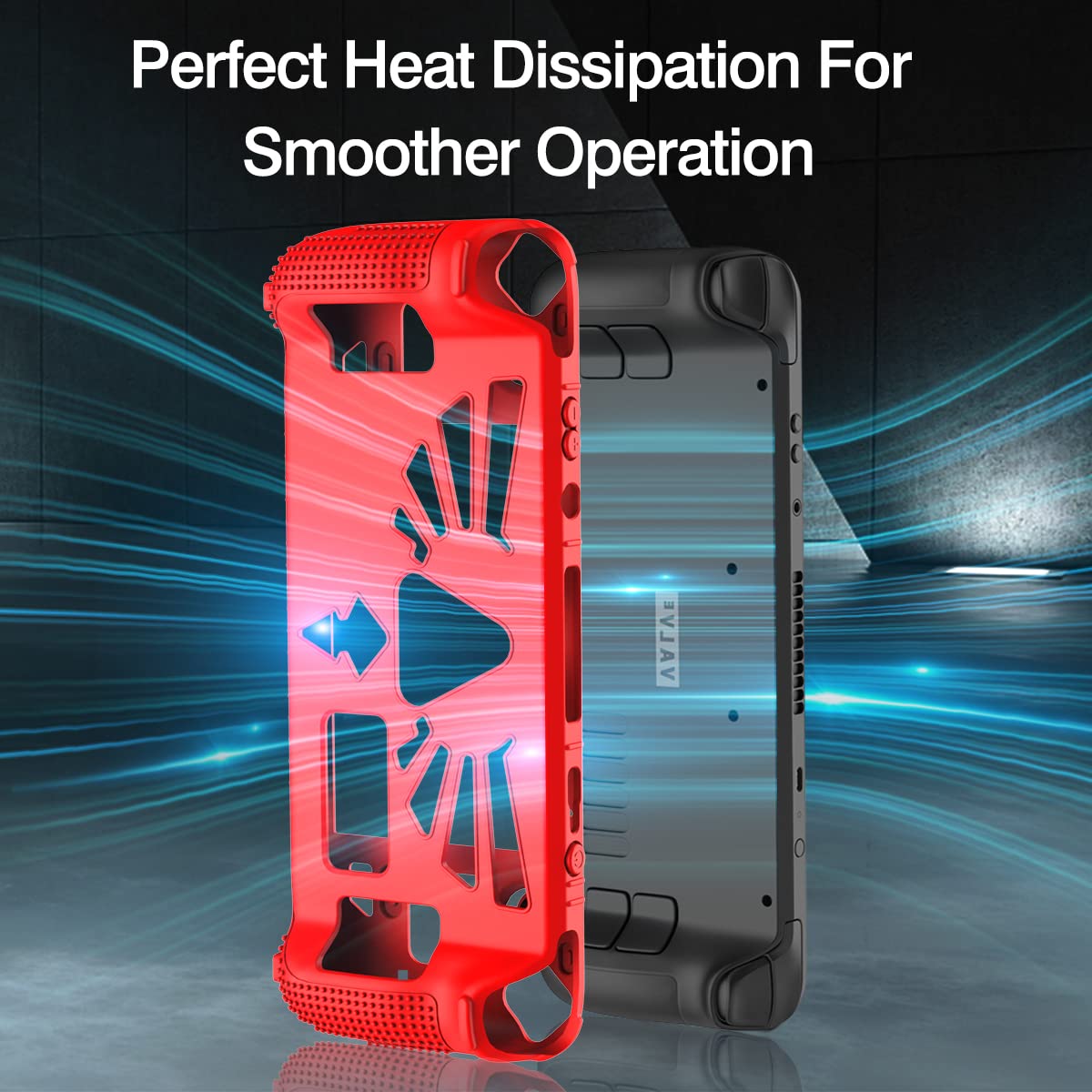 SUIHUOJI Steam Deck/Steam Deck OLED - Funda protectora de pie de silicona gruesa, cubierta suave con 2 pares de agarres para el pulgar, protección completa para cubierta de flujo de válvula (rojo)