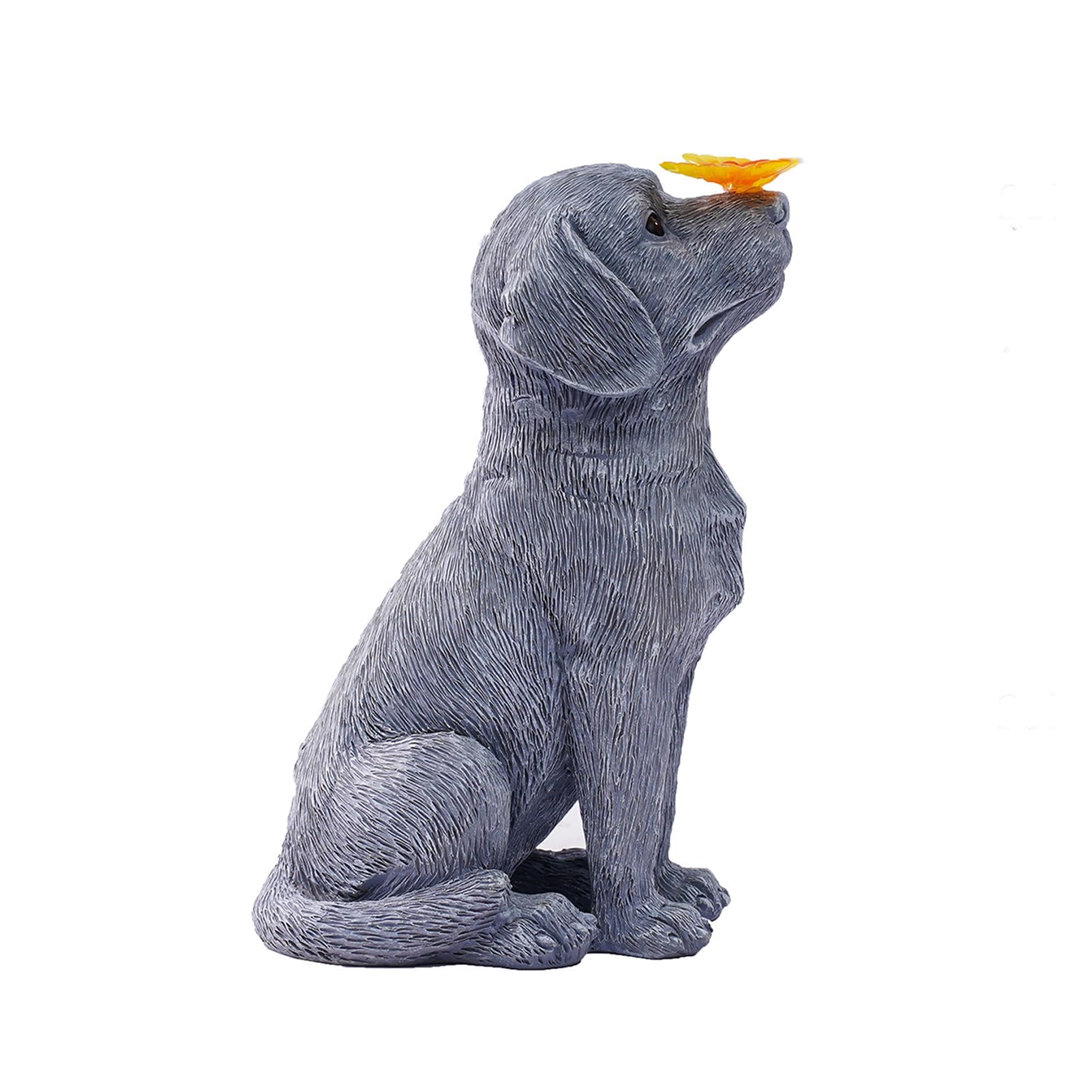 Jjiw Grey Solar Powered Dog Garden Ornaments With Led Butterfly