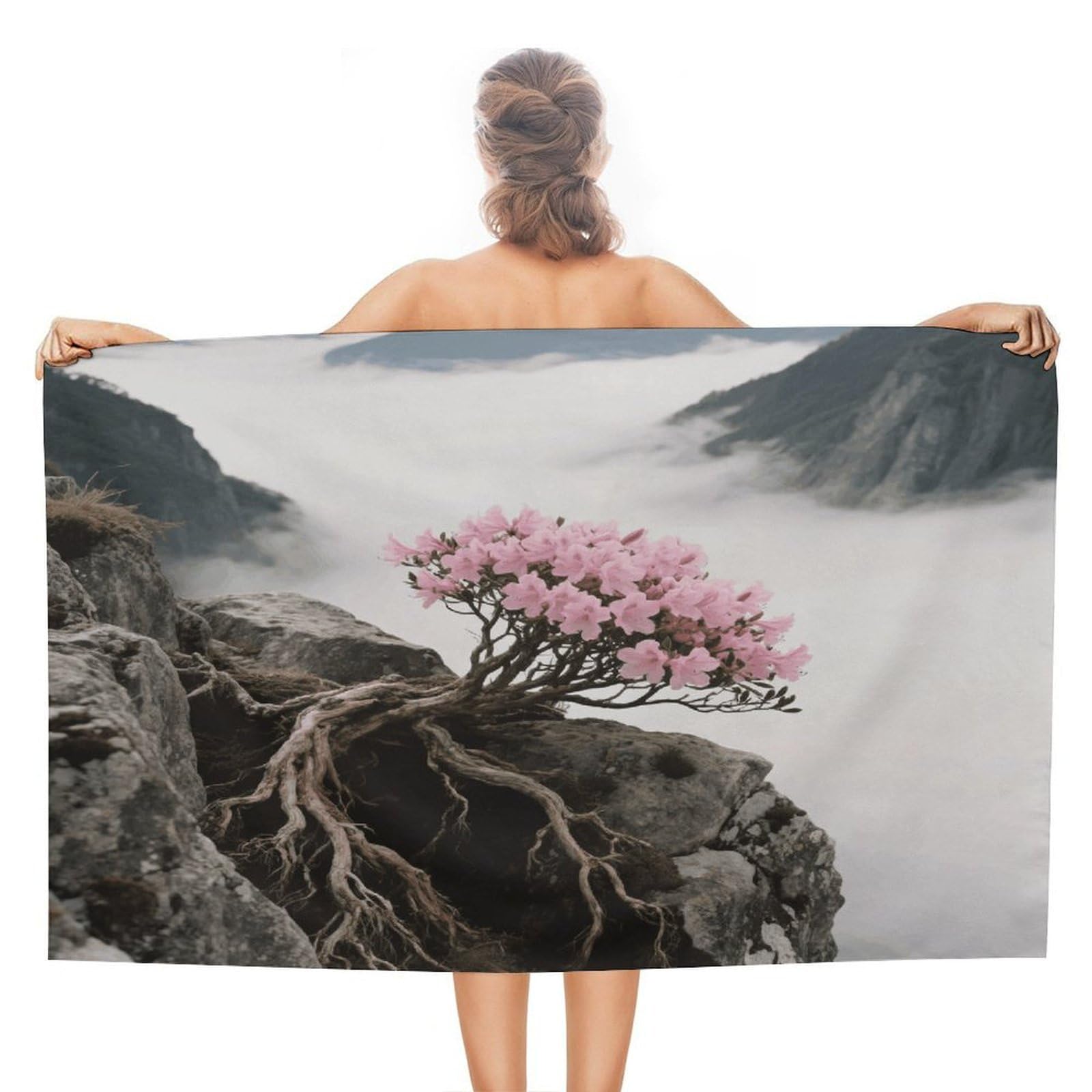 VstaDank Flowers on The Cliff Beach Towel 51x31 Inch Oversized Soft Bath Towel Luxury Plush Thick Hotel Swim Pool Towels Super Quick Dry Travel Towels for Camping Gym Sports Yoga