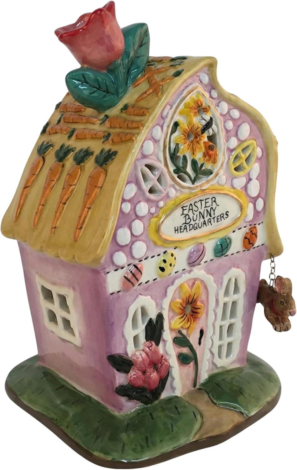 Blue Sky Clayworks Easter Bunny Headquarters Candlehouse T-Light, Pink