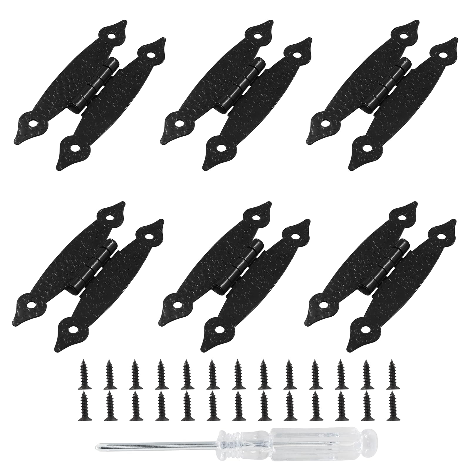 Black H-Shape Cabinet Hinges - 12 Pack -9