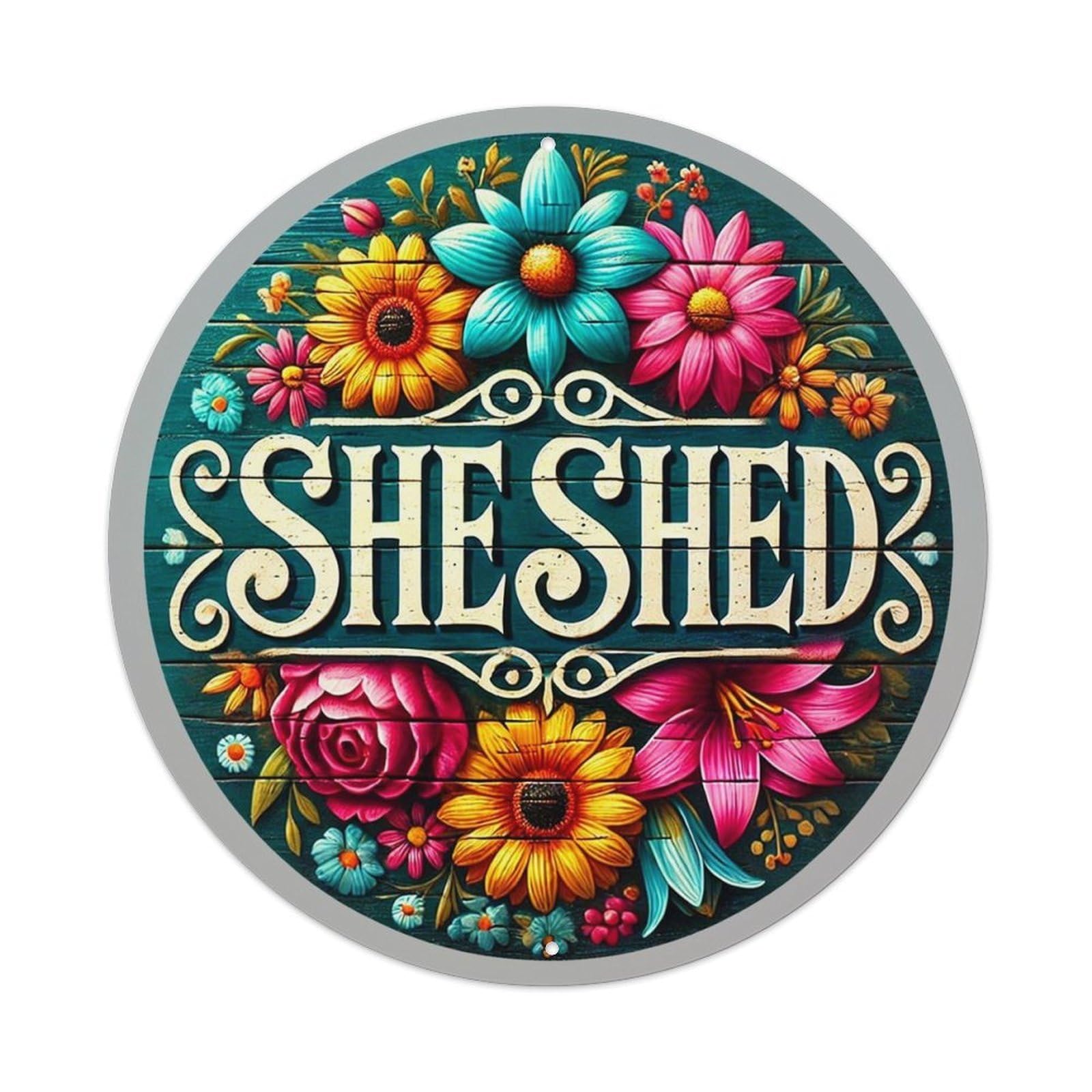 Jdyansheng Vintage She Shed Floral Wood Sign Tin Sign Metal Poster Metal Signs For Home Man Cave Bar Cafe Kitchen Laundry Room Wall Decorations 8X8 Inches