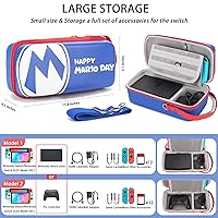 Vista 2 de Pemalin Mario Switch Case Newest Upgrade Compatible with Nintendo SwitchOLED Model - Hard Shell Switch Carrying Travel Case with Strap & Pocket for