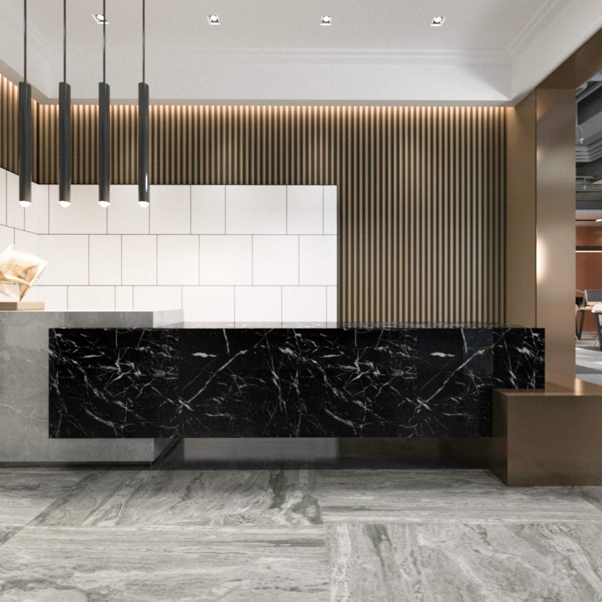 TOTIO 15.75" x 354.33inch Marble Wallpaper Self Adhesive Black Kitchen Countertop Granite Paper Bathroom Tile Stickers Waterproof Sticky Back Plastic Vinyl Furniture Stickers Home Decoration Film - Image 4
