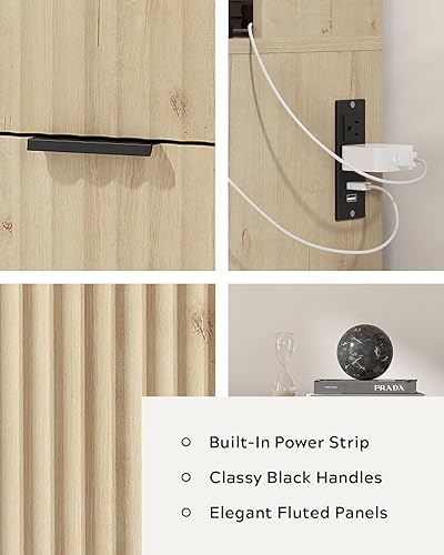 Miniatura 4 de Escritorio ejecutivo estriado de 55 pulgadas con cajones, moderno escritorio para computadora de oficina en casa con estación de carga, cajón de