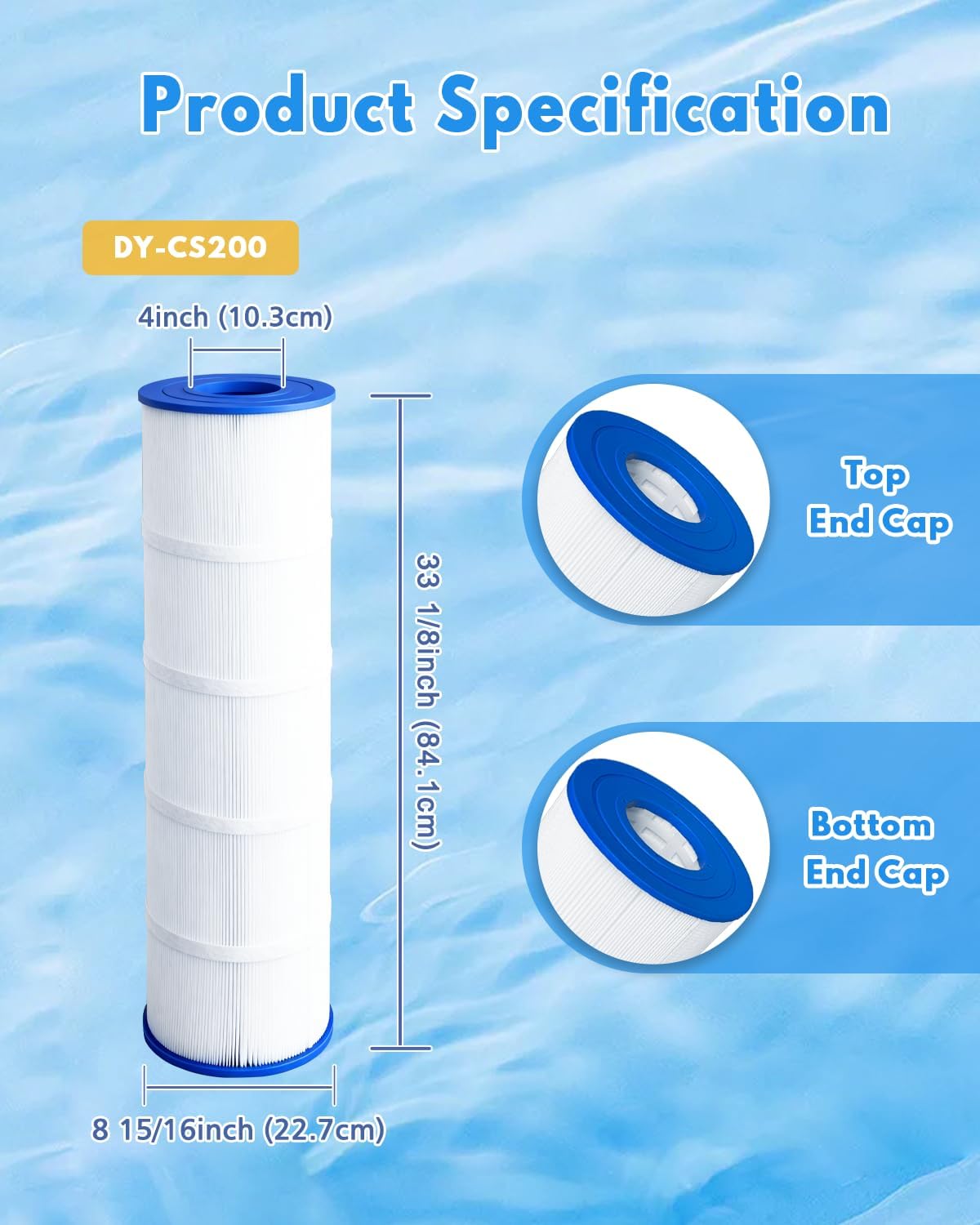 Swimming Pool Filter Cartridge 200 Sq. Ft. (1 Pack) Filter Replacement for CS200 PJANCS200 C-8418 FC-0823 R0462400 11088503 11088513