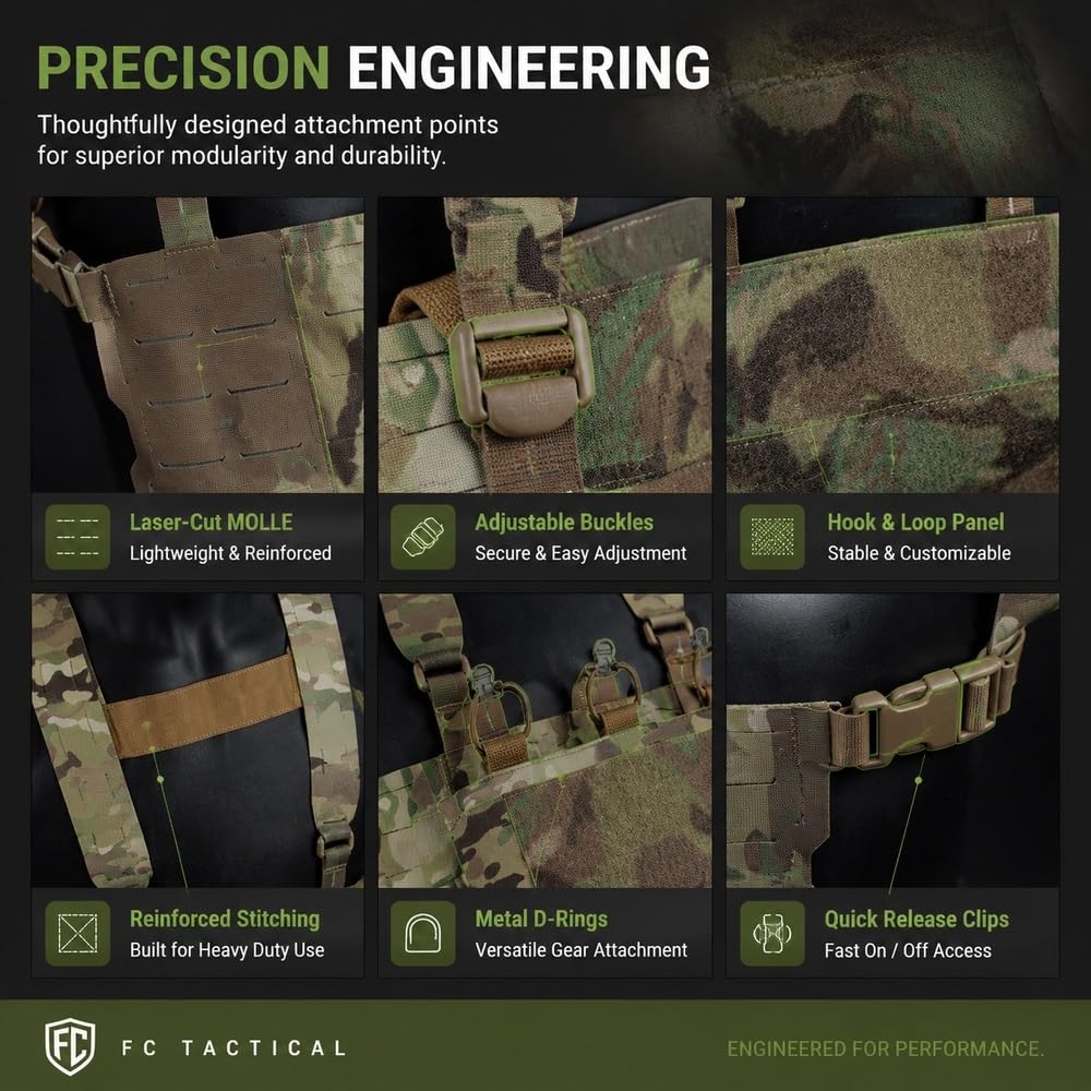 Arnés modular ultraligero Molle para el pecho ajustable para exteriores