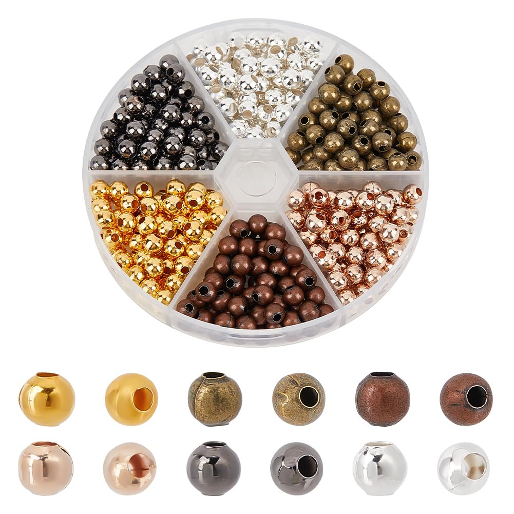 Perles en fer de 6 mm lisses et rondes en lot de 420 pièces pour création