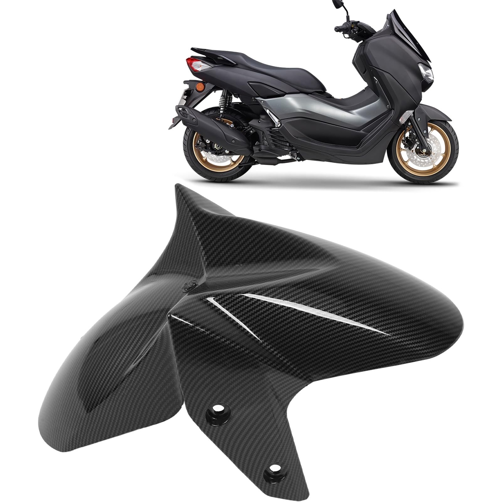 Guardabarros Delantero de Motocicleta, Protector contra Salpicaduras Delantero Ligero Estilo Fibra de Carbono para NMAX 125155 2020-2024
